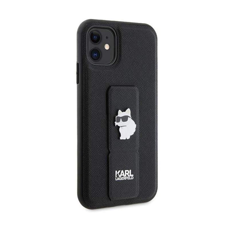 Karl Lagerfeld Gripstand Saffiano Choupette Pins - iPhone 11 Case (black) 4