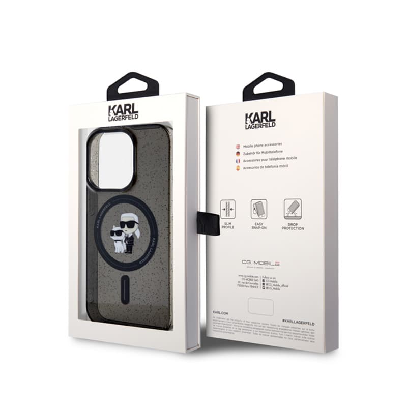 Karl Lagerfeld Karl & Choupette Glitter Magsafe - Case for iPhone 15 Pro (Black) 8