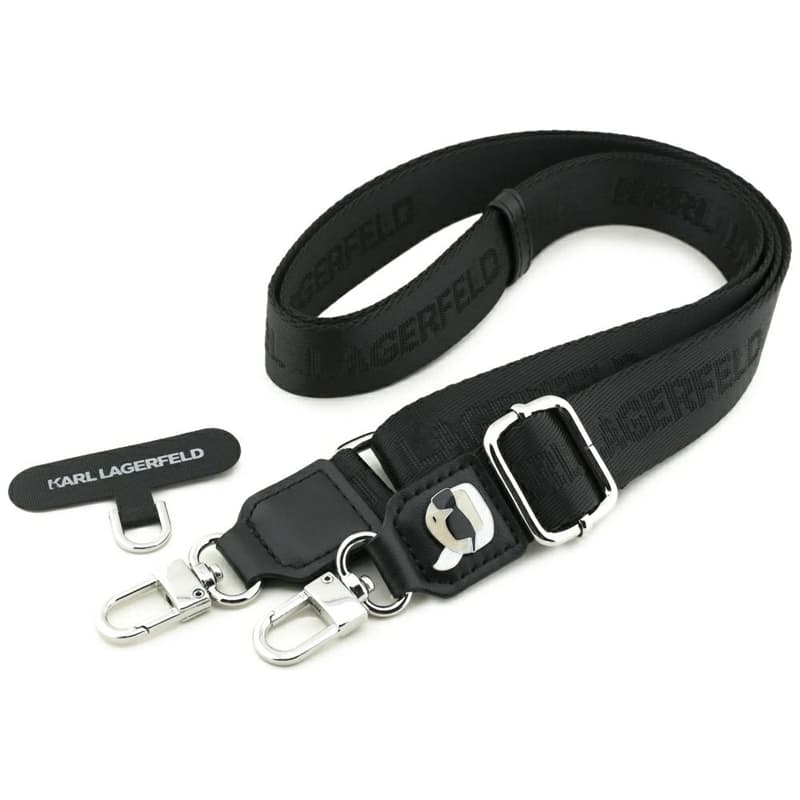 Karl Lagerfeld Universal Crossbody Strap Tether Patch Karl Metal Logo - Universal Phone Strap / Lanyard (Black)