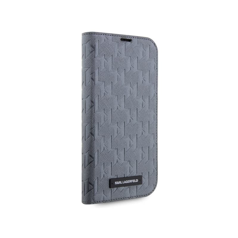 Karl Lagerfeld Booktype Saffiano Monogram - Case for iPhone 14 (Grey) 5