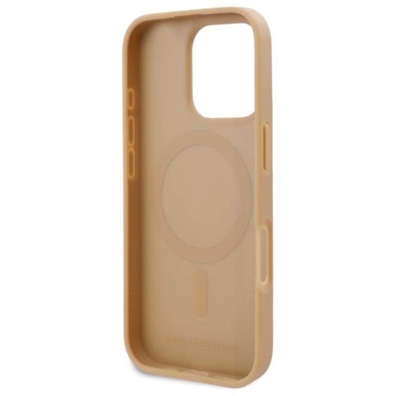 Karl Lagerfeld Leather Monogram Metal Logo MagSafe - Case for iPhone 16 Pro (beige) 7