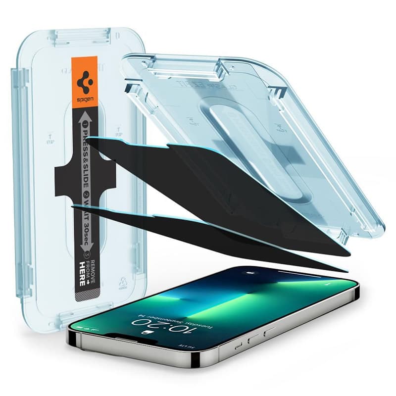 Spigen GLAS.TR EZ FIT Privacy 2-Pack - Tempered glass with privacy filter for iPhone 16e / iPhone 14 / iPhone 13 Pro / iPhone 13 2 pcs 2