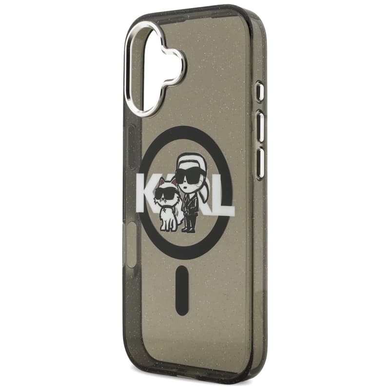 Karl Lagerfeld IML Glitter Karl & Choupette Sketch Logo MagSafe - Case iPhone 17 (Black) 6