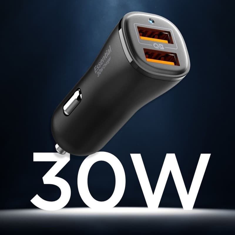 Spigen Essential EV302 - Car Charger 2x USB-A 30W (Black) 5