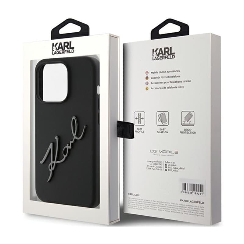 Karl Lagerfeld Silicone Karl Script - iPhone 15 Pro Case (Black) 8