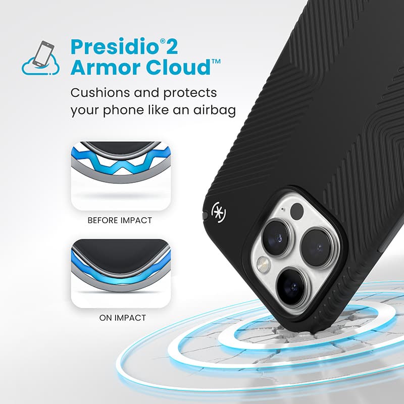 Speck Presidio2 Grip - iPhone 16 Pro Max Case (Black / Slate Gray / White) 2