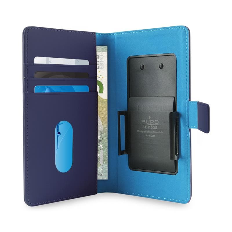 PURO Smart Wallet - Universal case with a holder for taking photos with pockets for cards and money, size XL (blue) 2