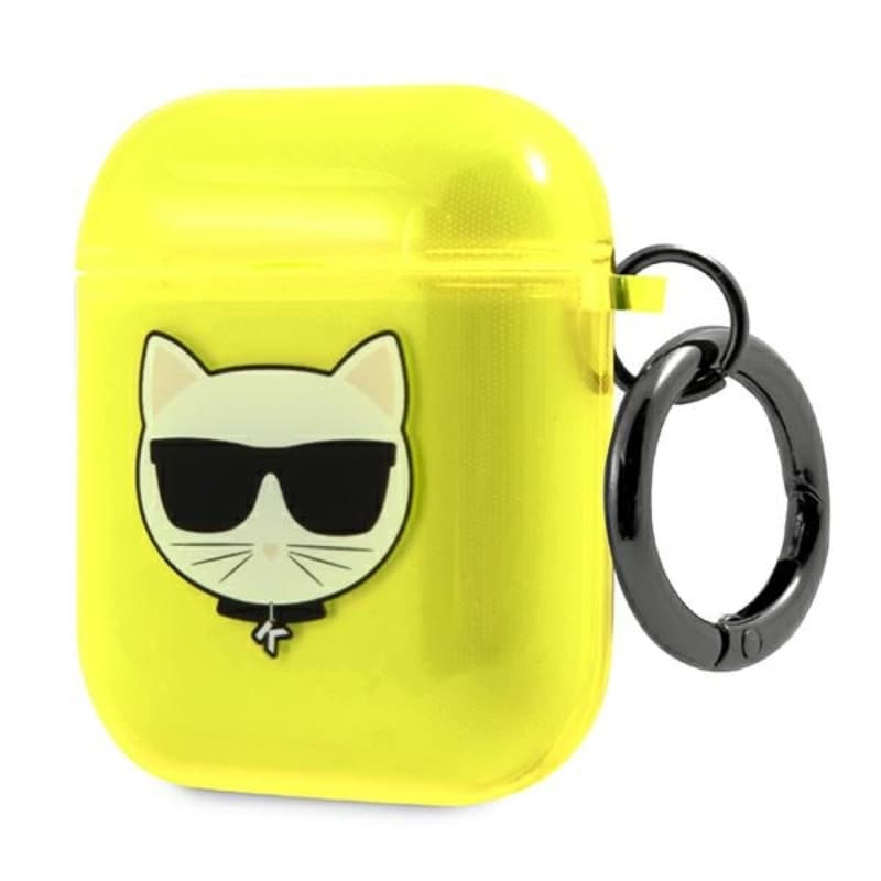 Karl Lagerfeld Choupette Head Glitter - Case for Airpods (fluo yellow) 3