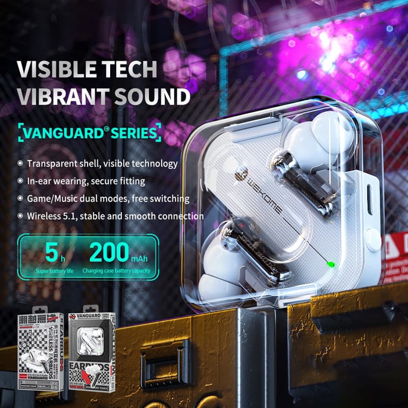 WEKOME V51 Vanguard Series - Bluetooth V5.1 TWS wireless headphones with charging case (Black) 2