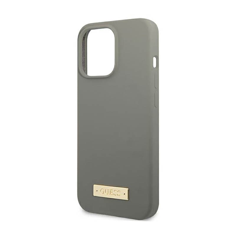 Guess Silicone Logo Plate MagSafe - Case for iPhone 13 Pro Max (Grey) 6