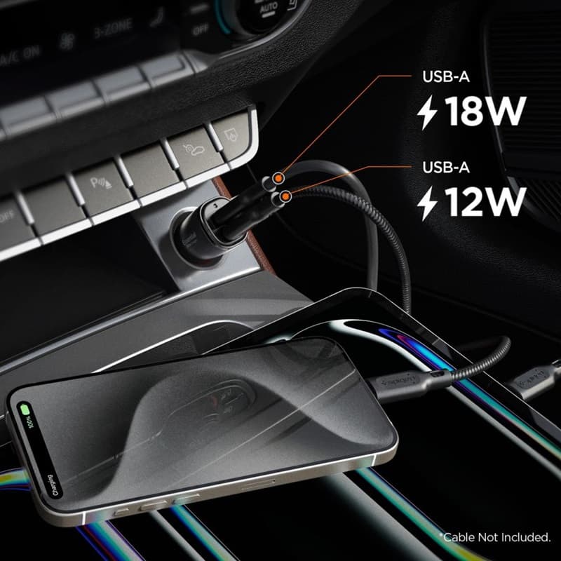 Spigen Essential EV302 - Car Charger 2x USB-A 30W (Black) 6