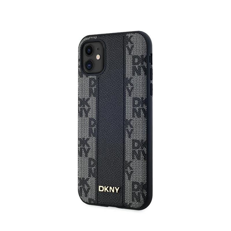 DKNY Leather Checkered Mono Pattern MagSafe - Case for iPhone 11 (Black) 2
