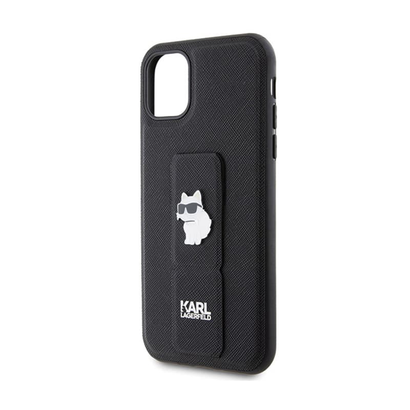 Karl Lagerfeld Gripstand Saffiano Choupette Pins - iPhone 11 Case (black) 6