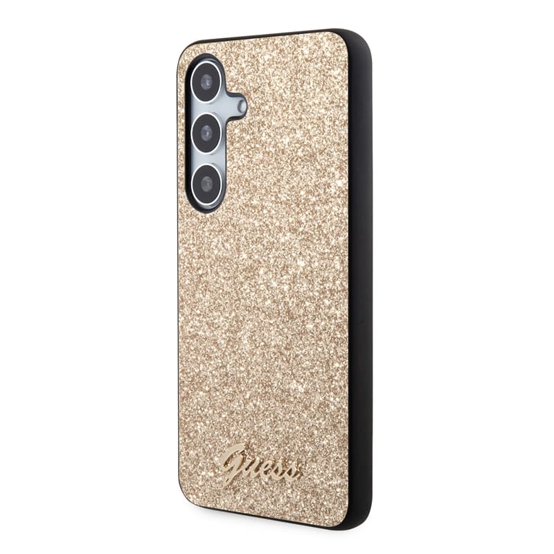 Guess Glitter Flakes Metal Logo Case - Case for Samsung Galaxy S24 (gold) 2