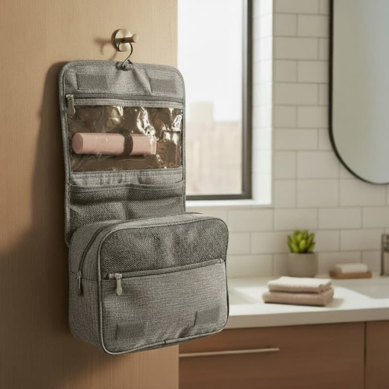 Dunlop – Travel Toiletry Bag with Hanging Hook 25x20x10 cm (Grey) 5