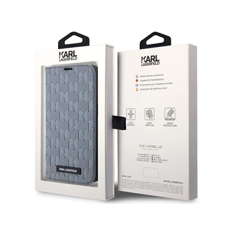 Karl Lagerfeld Booktype Saffiano Monogram - Case for iPhone 14 (Grey) 7