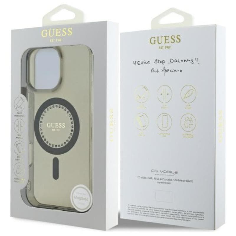 Guess IML Rhinestones MagSafe - Case for iPhone 16 Pro Max (Black) 8
