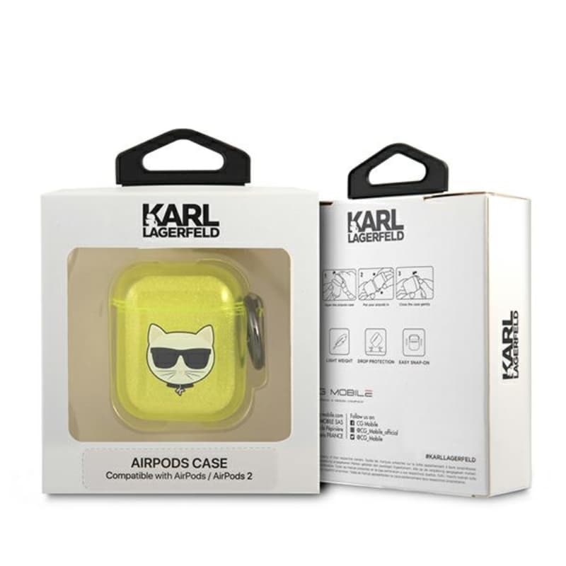 Karl Lagerfeld Choupette Head Glitter - Case for Airpods (fluo yellow) 4
