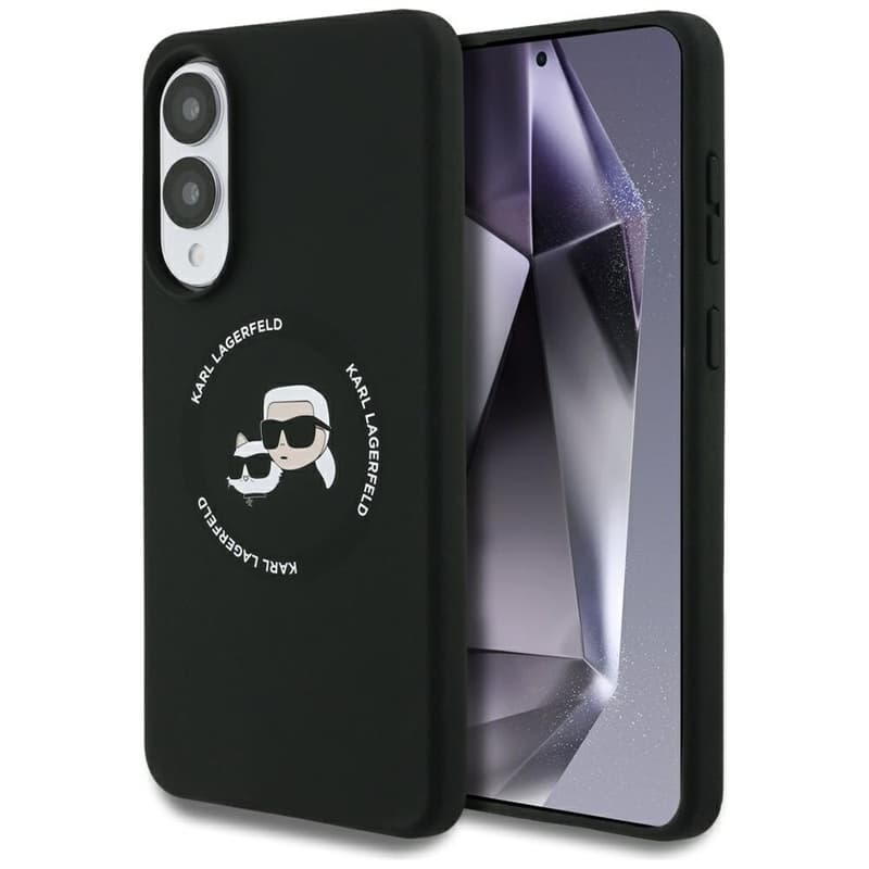 Karl Lagerfeld Silicone Double Heads And Circle MagSafe - Case for Samsung Galaxy S25 Edge (black) 1