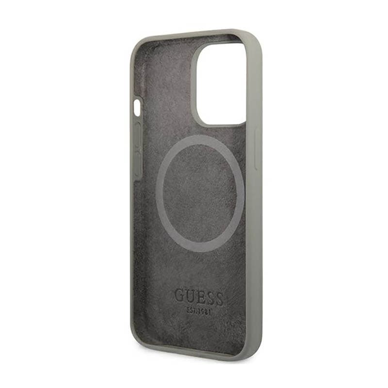 Guess Silicone Logo Plate MagSafe - Case for iPhone 13 Pro Max (Grey) 7