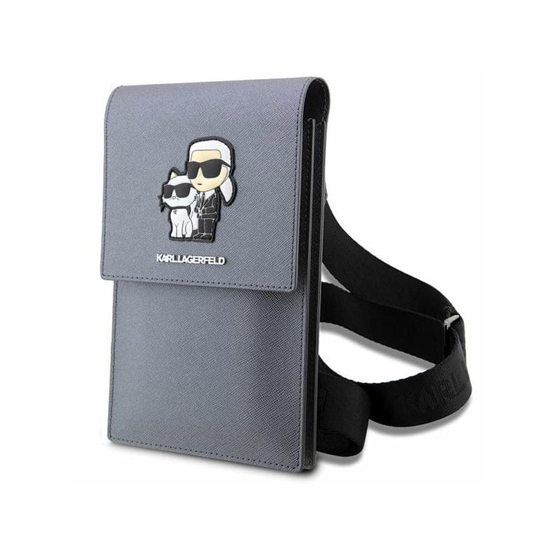 Karl Lagerfeld Saffiano NFT Karl & Choupette - Bag for smartphone and accessories (Silver) 1