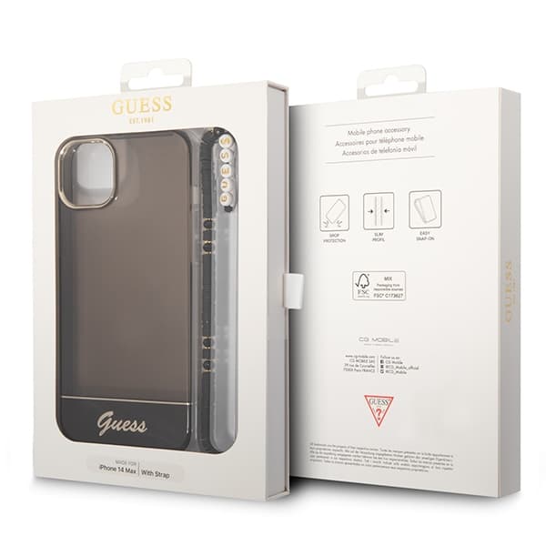 Guess Translucent Pearl Strap - Case for iPhone 14 Plus (Black) 7