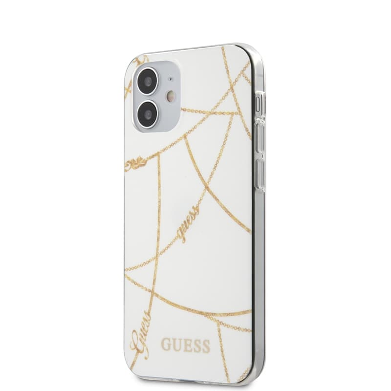 Guess Gold Chain - Case for iPhone 12 Mini (White) 1