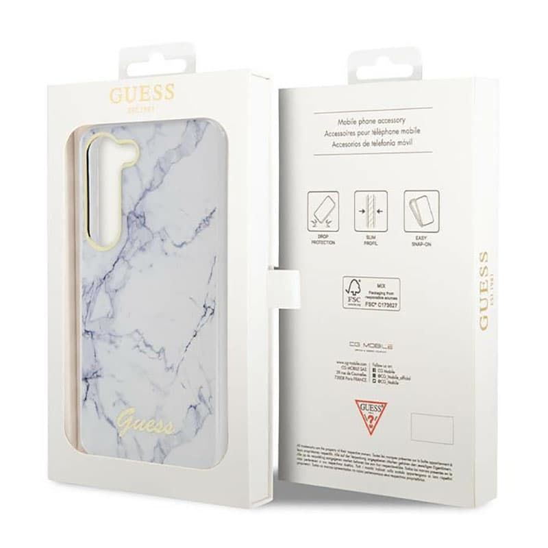 Guess Marble Collection - Case for Samsung Galaxy S23+ (White) 8