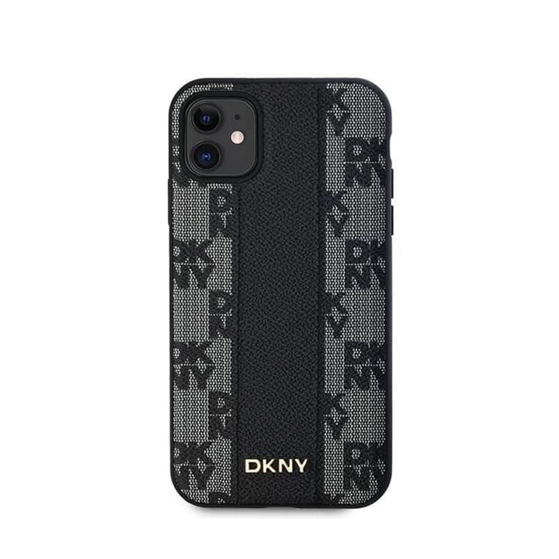 DKNY Leather Checkered Mono Pattern MagSafe - Case for iPhone 11 (Black) 3