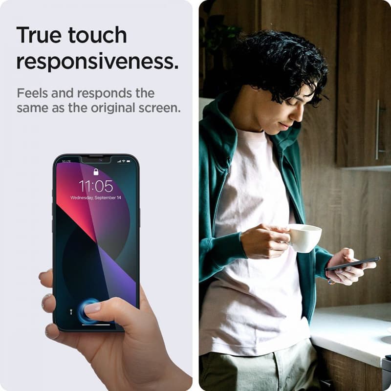 Spigen GLAS.TR EZ FIT Privacy 2-Pack - Tempered glass with privacy filter for iPhone 16e / iPhone 14 / iPhone 13 Pro / iPhone 13 2 pcs 5