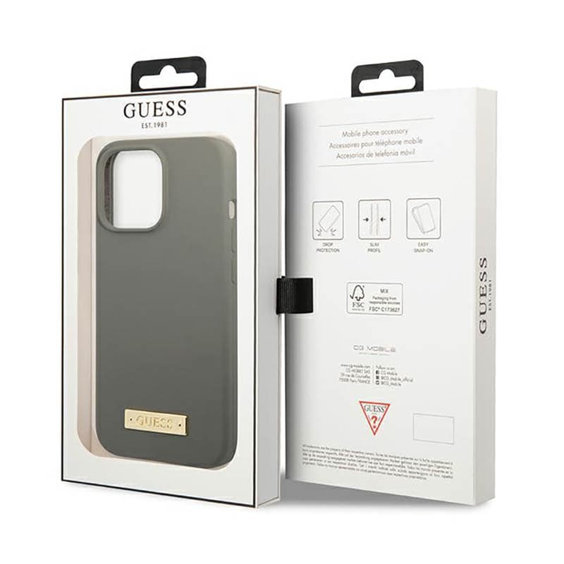 Guess Silicone Logo Plate MagSafe - Case for iPhone 13 Pro Max (Grey) 8