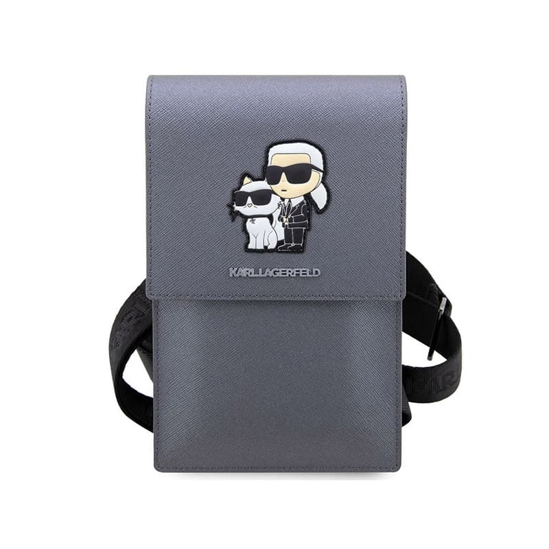 Karl Lagerfeld Saffiano NFT Karl & Choupette - Bag for smartphone and accessories (Silver) 2