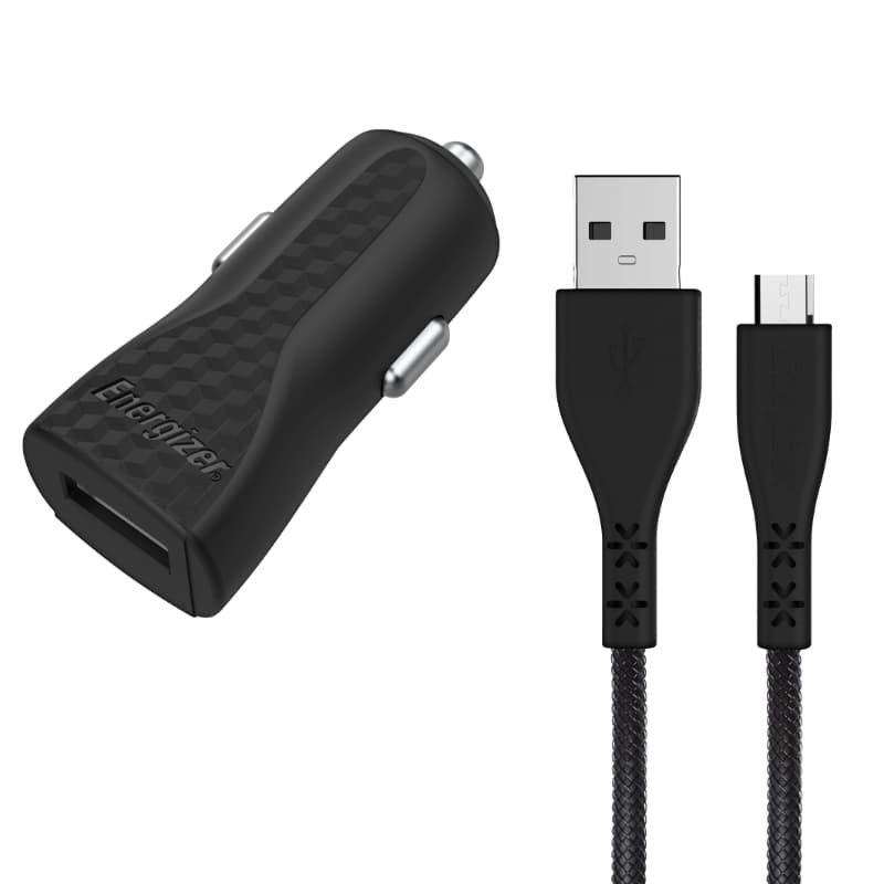 Energizer HardCase - USB-A 1A car charger + Micro USB cable (Black) 1