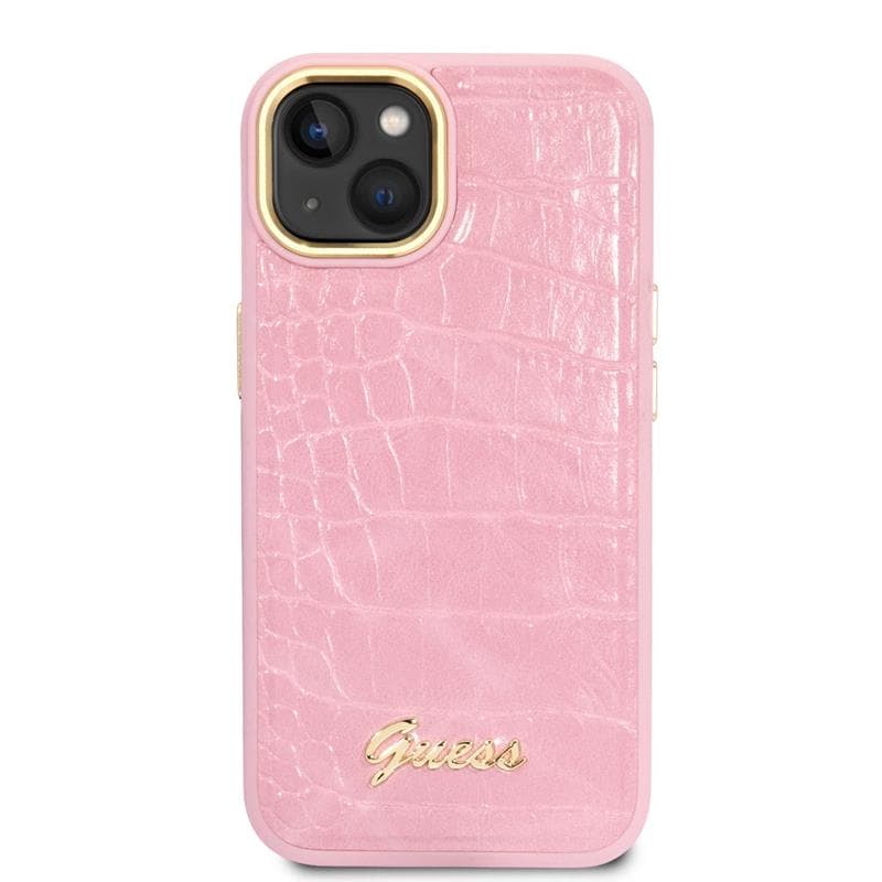Guess Croco Collection - Case for iPhone 14 Plus (Pink) 2