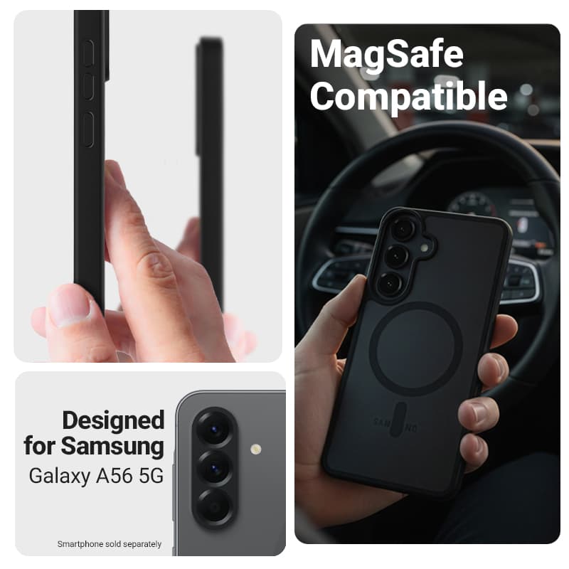 Crong Hybrid Matte Magnetic - MagSafe Case Samsung Galaxy A56 (Black) 4