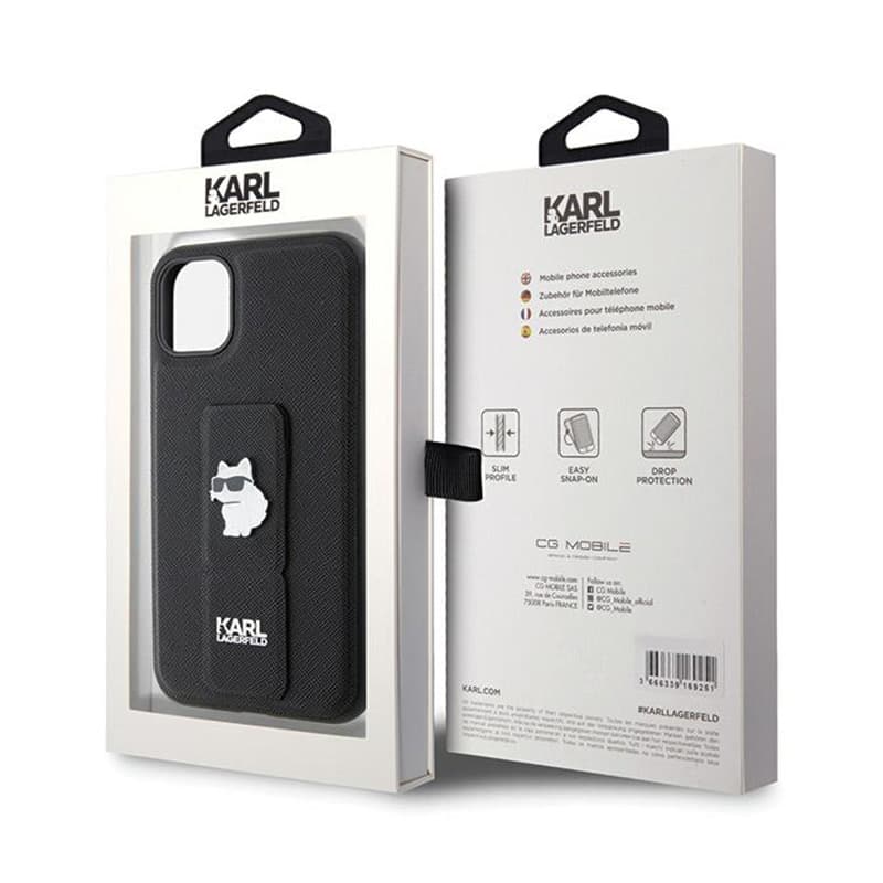 Karl Lagerfeld Gripstand Saffiano Choupette Pins - iPhone 11 Case (black) 8