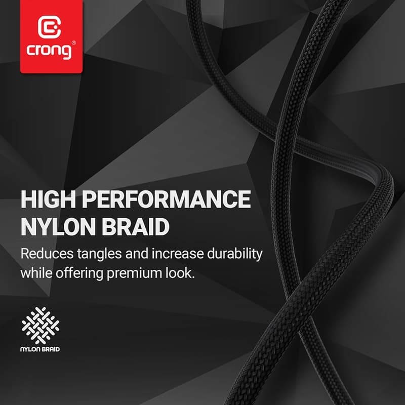 Crong Armor Link - 60W PD 3A USB-A to USB-C Cable 150cm (Black) 3