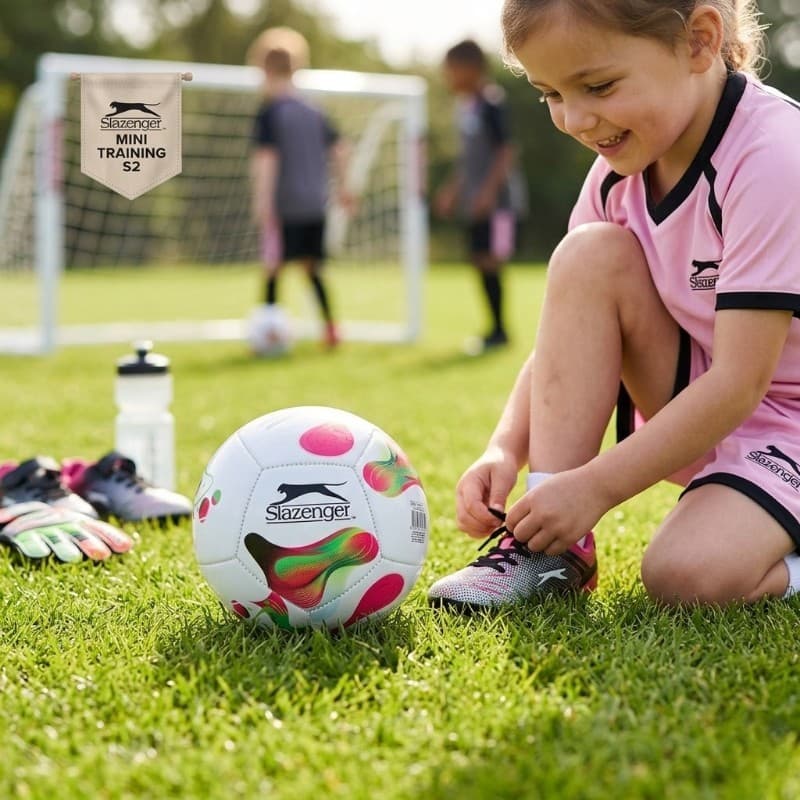 Slazenger - Mini Training Football for Kids 12 Panels Size 2 (White/Pink) 2