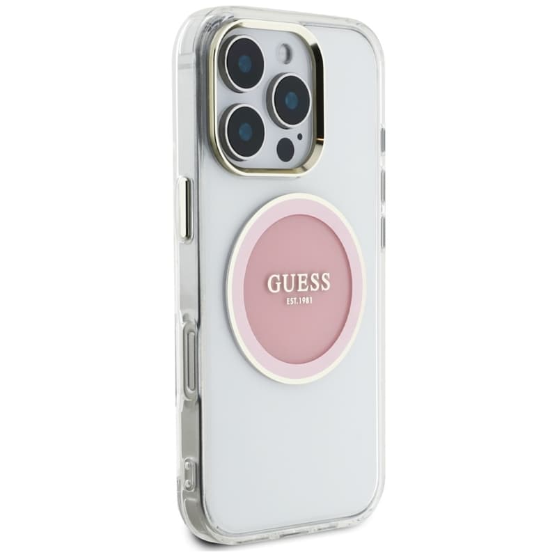 Guess IML Metal Colored Circle Classic Logo MagSafe - Case for iPhone 16 Pro (pink) 4