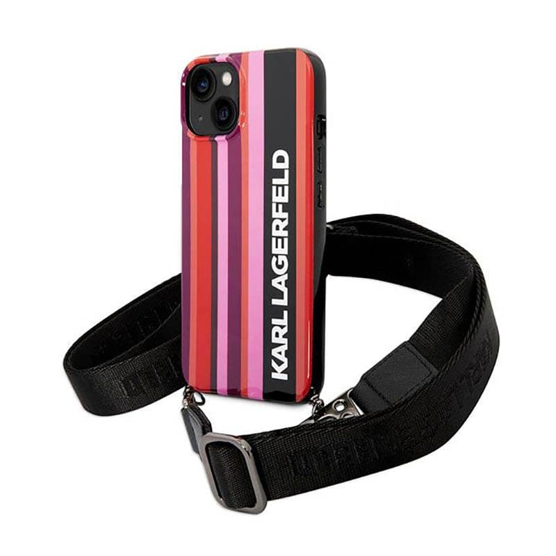 Karl Lagerfeld Color Stripes Strap - Case for iPhone 14 (Pink) 1