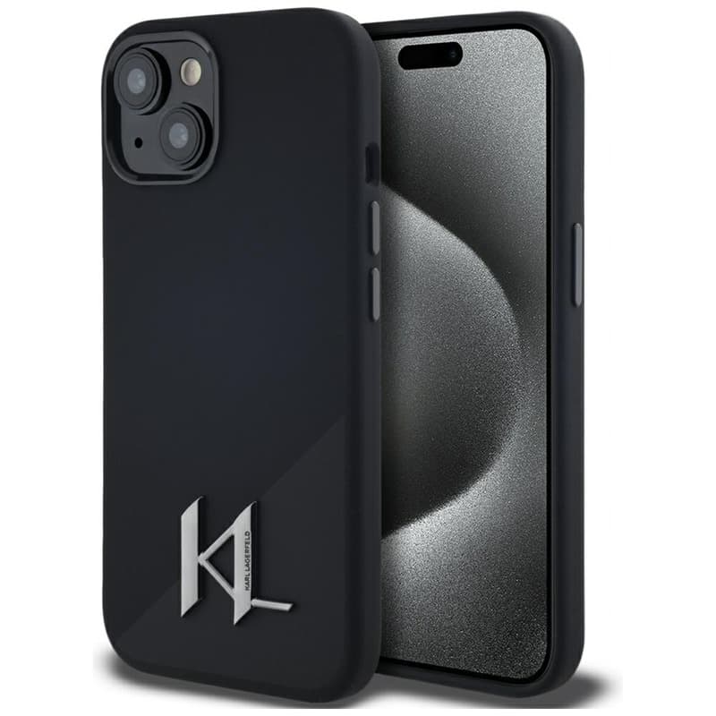 Karl Lagerfeld Silicone Shadow Metal Initial MagSafe - Case for iPhone 15 (black) 1