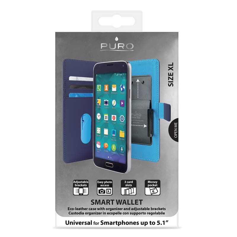 PURO Smart Wallet - Universal case with a holder for taking photos with pockets for cards and money, size XL (blue) 5