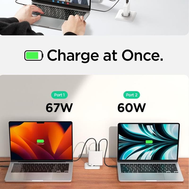 Spigen ArcStation Pro GaN-1402 - 2x USB-C Wall Charger 140W (White) 4
