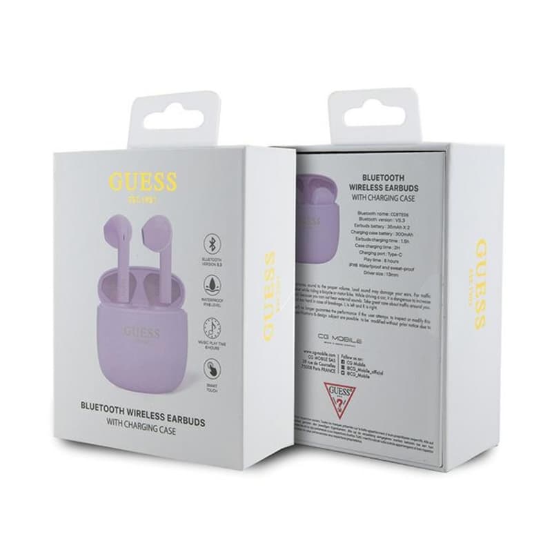 Guess True Wireless Script Logo BT5.3 - TWS headphones + charging case (purple) 4