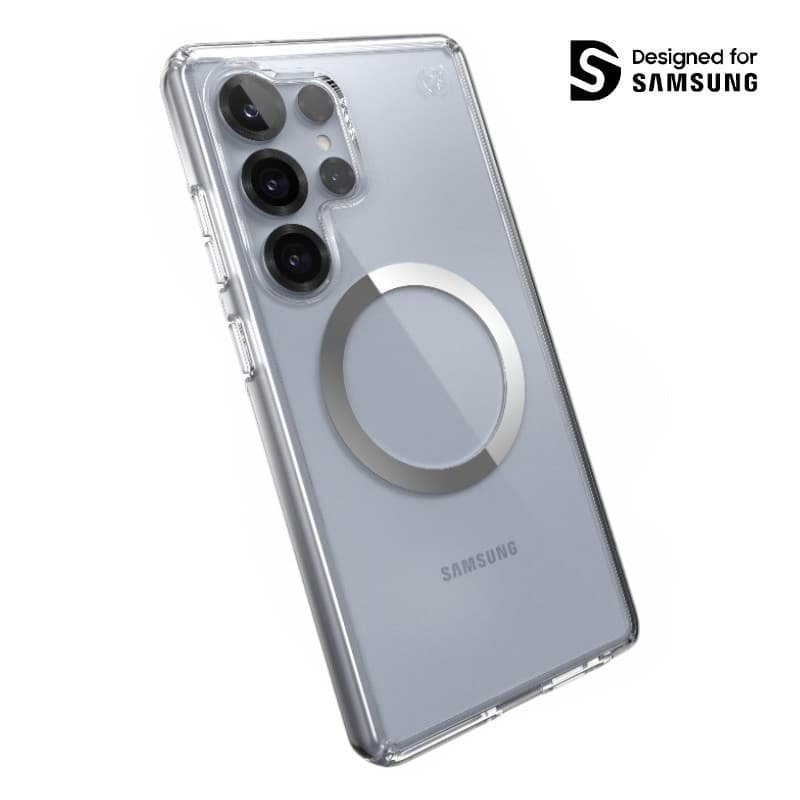 Speck Presidio Perfect-Clear Magnet - Samsung Galaxy S25 Ultra MagSafe Case (Clear / Chrome Finish / Serene Silver) 1