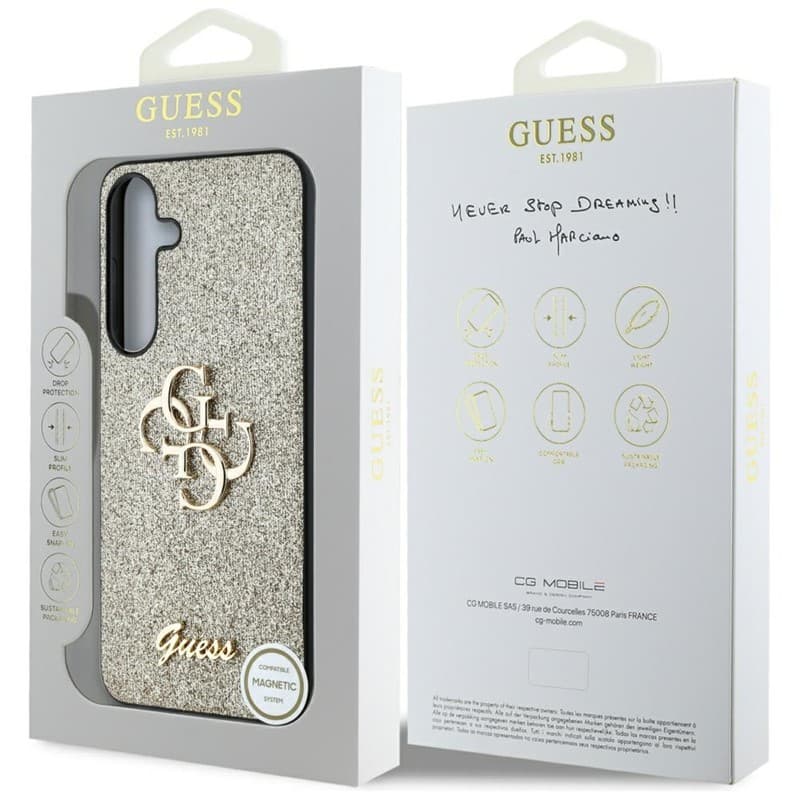 Guess Fixed Glitter Big 4G Metal Logo - Case for Samsung Galaxy S25 (gold) 8