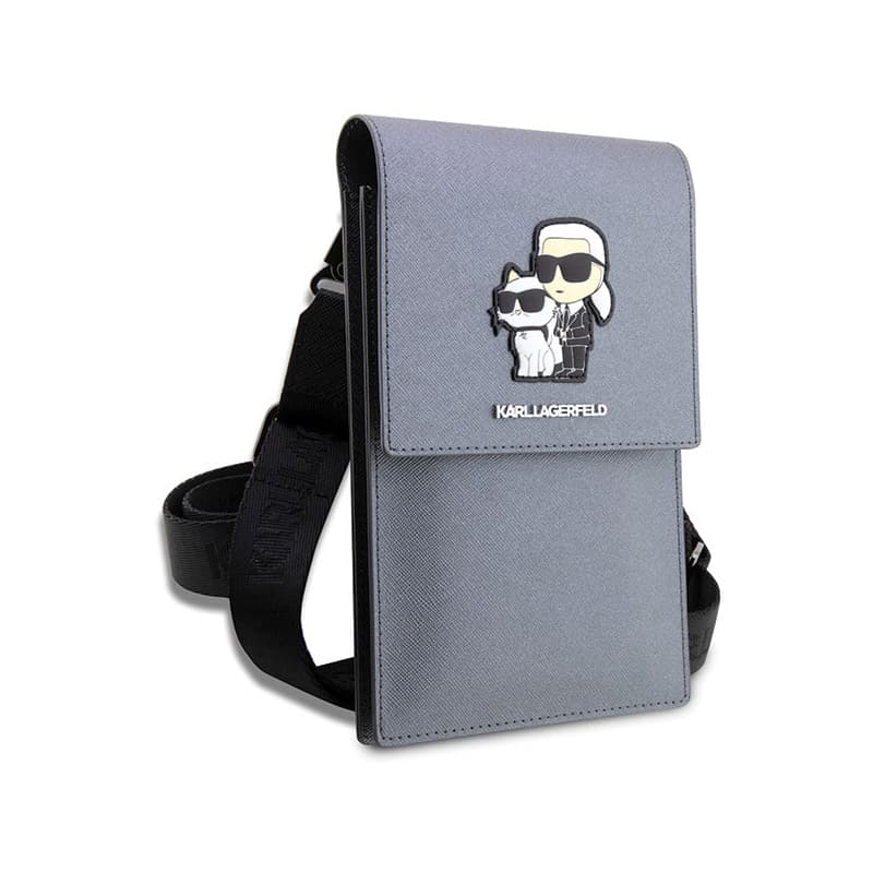 Karl Lagerfeld Saffiano NFT Karl & Choupette - Bag for smartphone and accessories (Silver) 3
