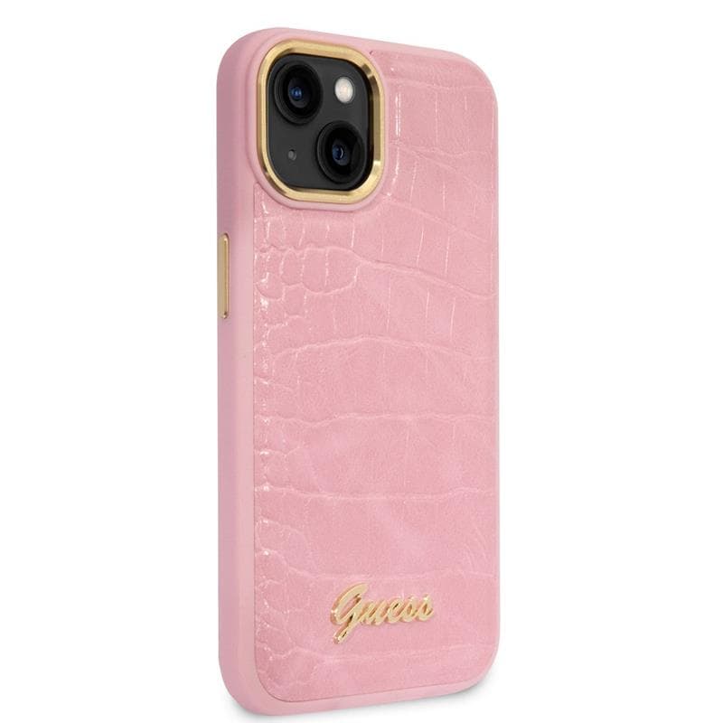 Guess Croco Collection - Case for iPhone 14 Plus (Pink) 3