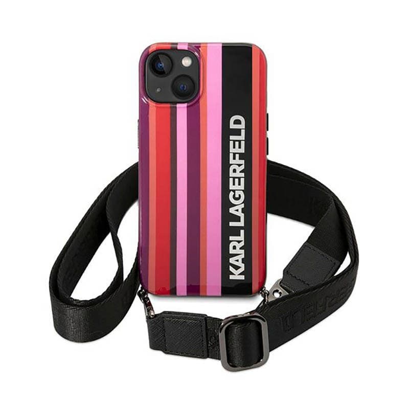 Karl Lagerfeld Color Stripes Strap - Case for iPhone 14 (Pink) 2