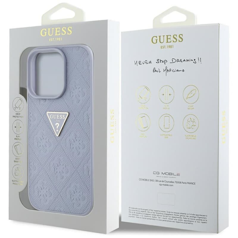 Guess Hot Stamp 4G Pattern Triangle Metal Logo - Case for iPhone 16 Pro Max (purple) 8
